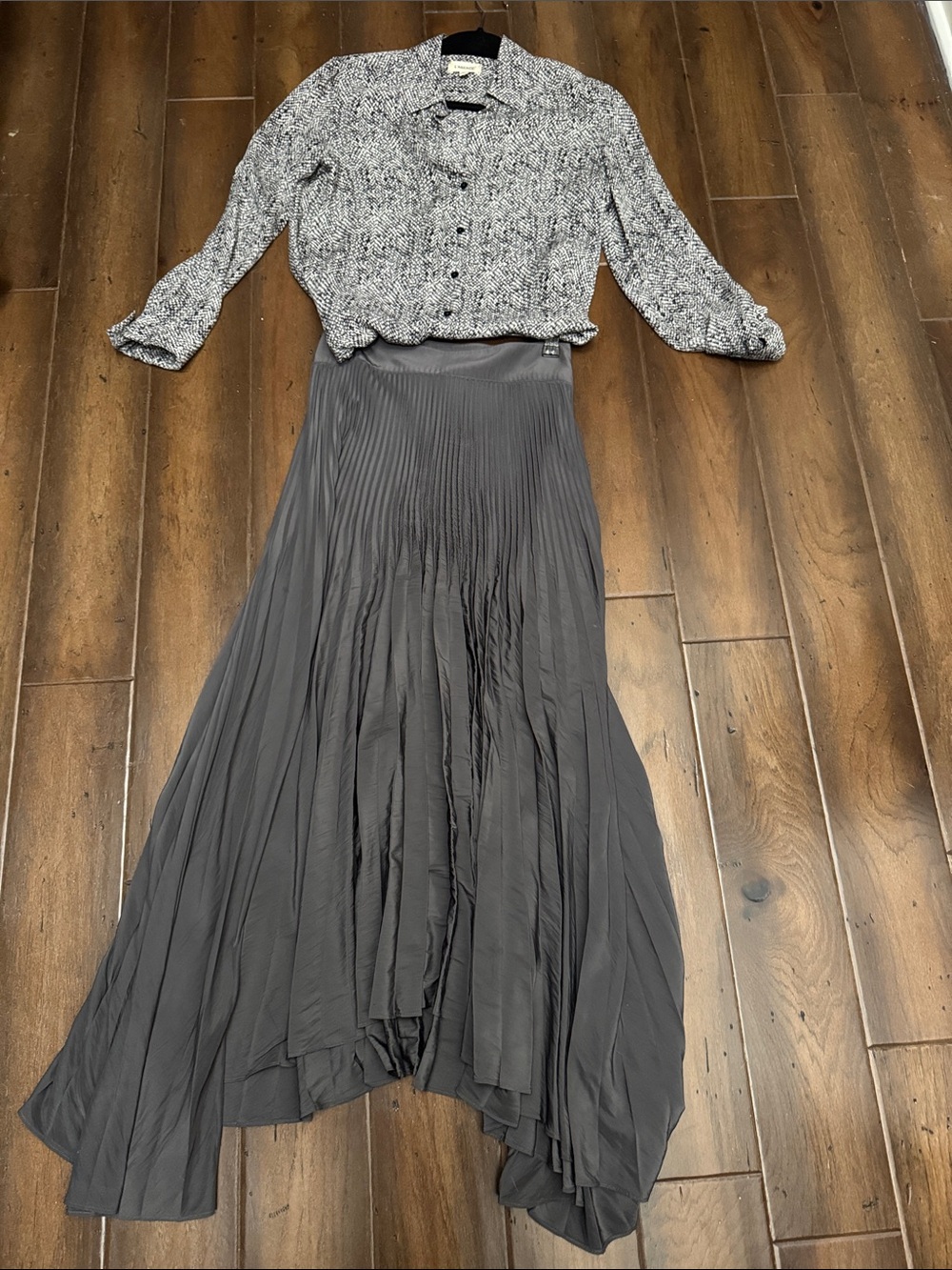 Ramy Brook Pleated Maxi Skirt - Charcoal Gray